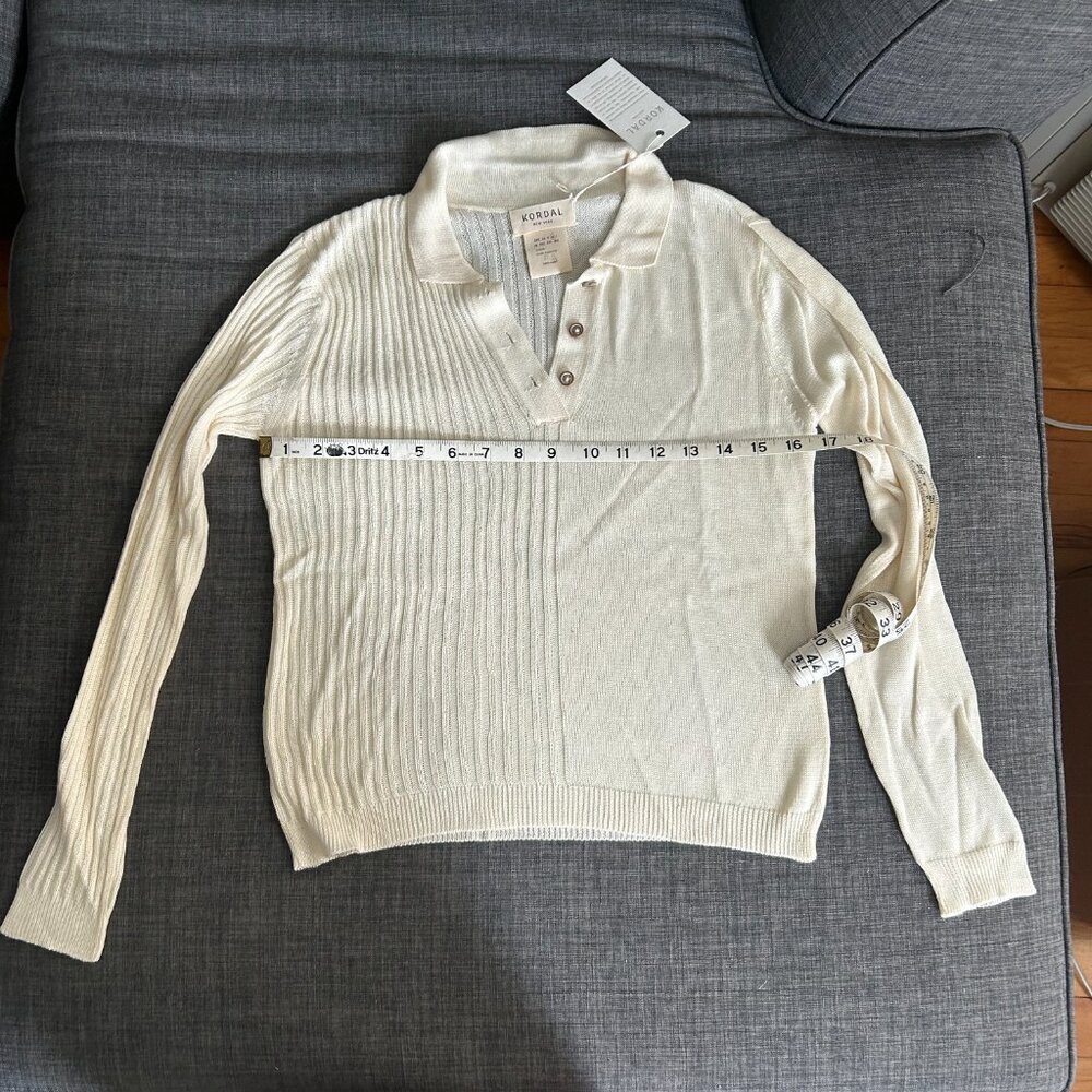 Women's Cream Ribbed Sweater - Picture 3 of 5
